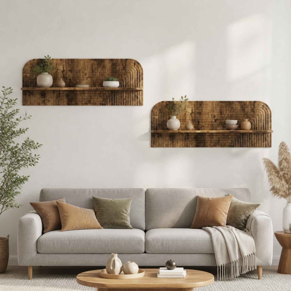 vidaXL Vägg hylla 2 st Rökt ek 102 x 13.5 x 37.5 cm Konstruerat trä
