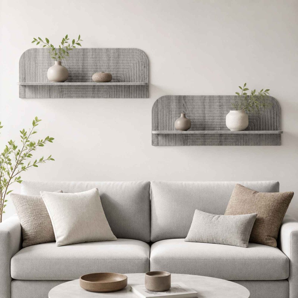 vidaXL Vägg hylla 2 st Grå Sonoma 102 x 13,5 x 37,5 cm Konstruerat trä