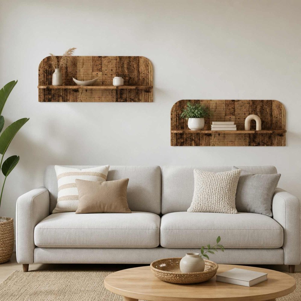 vidaXL Vägg hylla 2 st Gammalt trä 102 x 13.5 x 37.5 cm