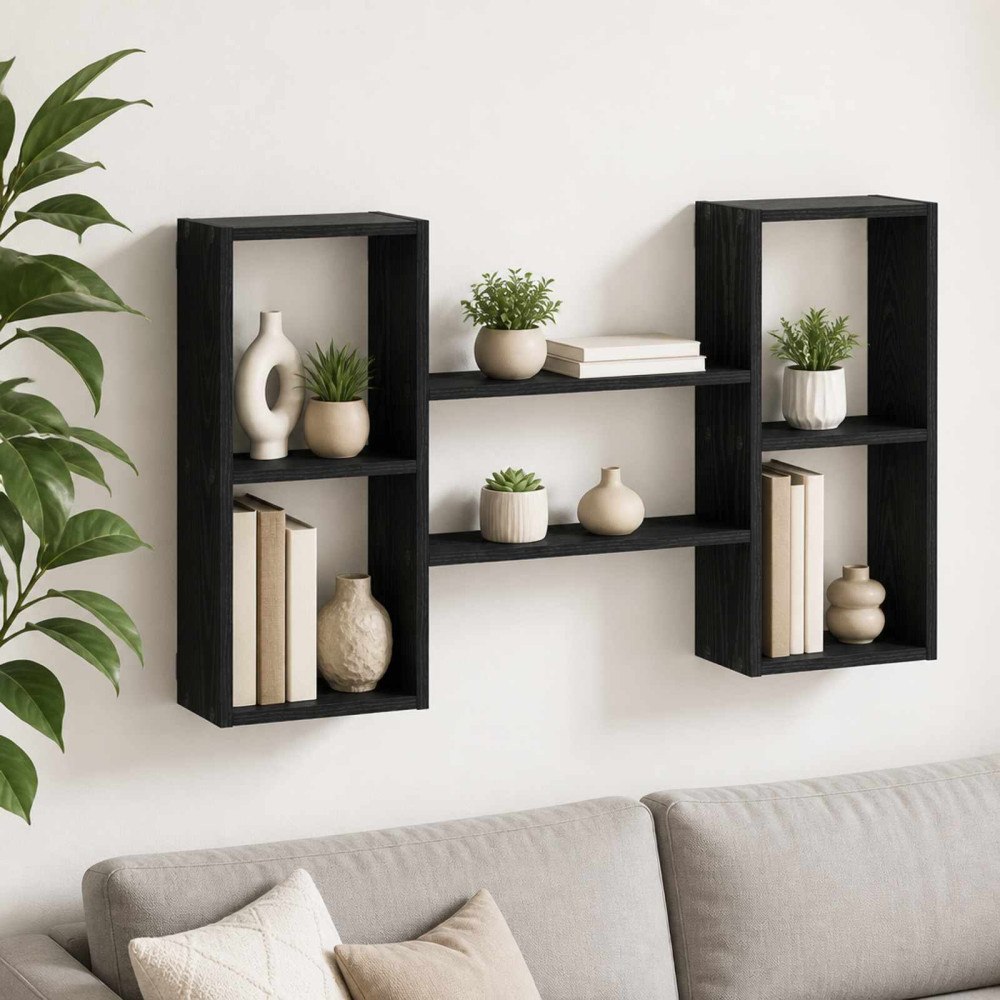 vidaXL Vägghylla Svart ek 102 x 17 x 59 cm Konstruerat trä