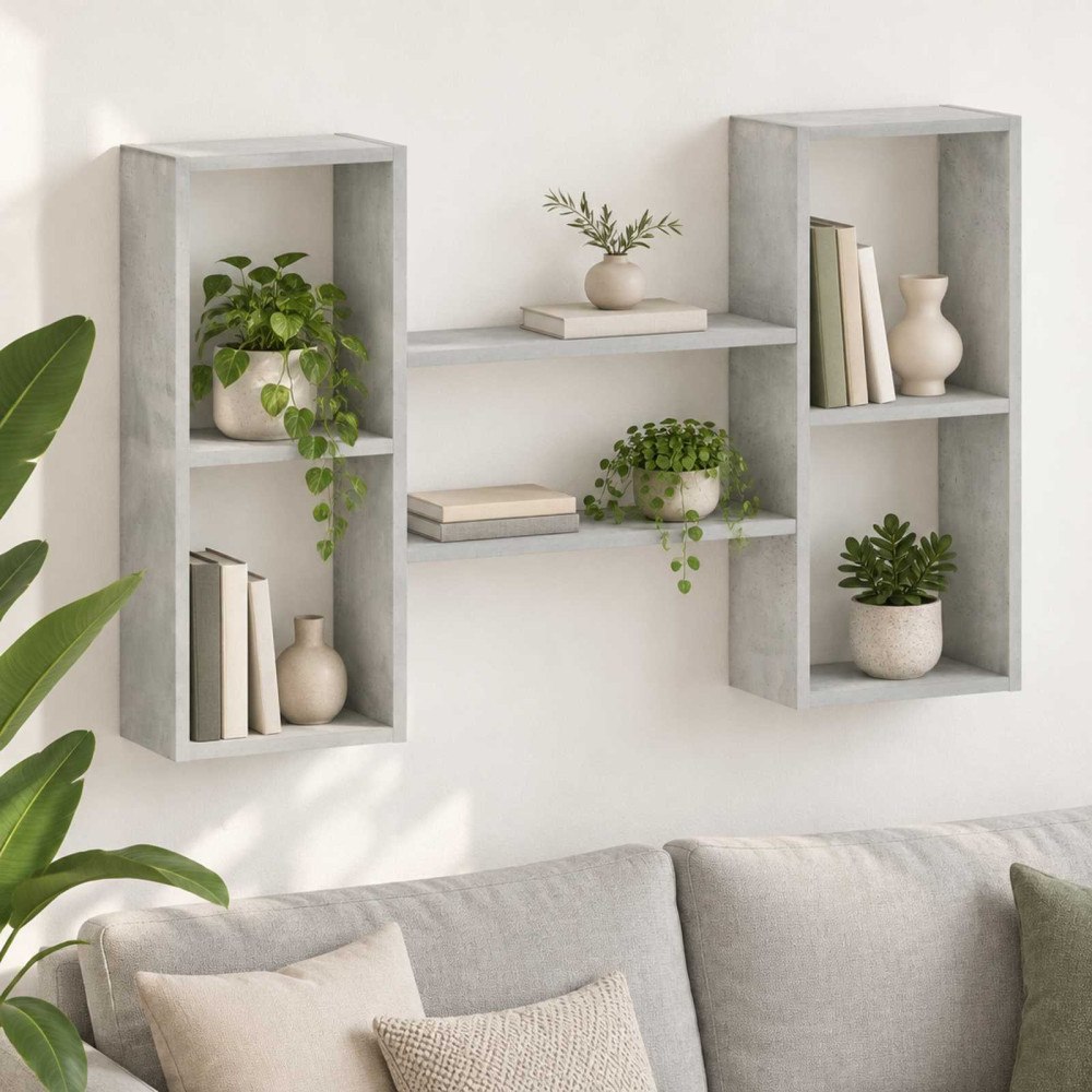 vidaXL Vägghylla Betonggrå 102 x 17 x 59 cm Konstruerat trä
