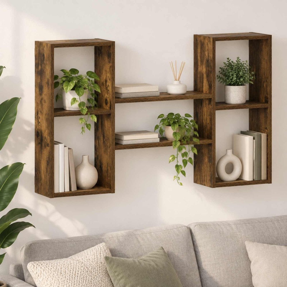 vidaXL Vägghylla Rökt ek 102 x 17 x 59 cm Konstruerat trä