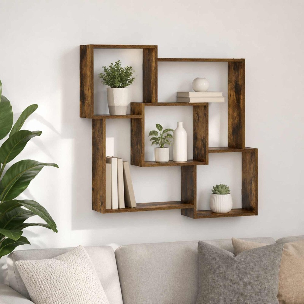vidaXL Vägghylla Rökt ek 98 x 17 x 91 cm Konstruerat trä
