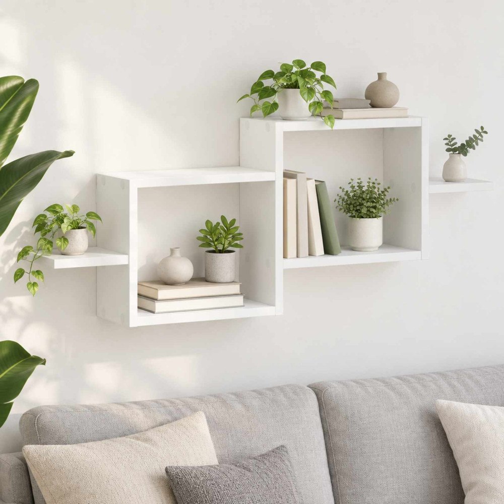 vidaXL Vägg hylla Vit 95 x 17 x 37 cm Konstruerat trä