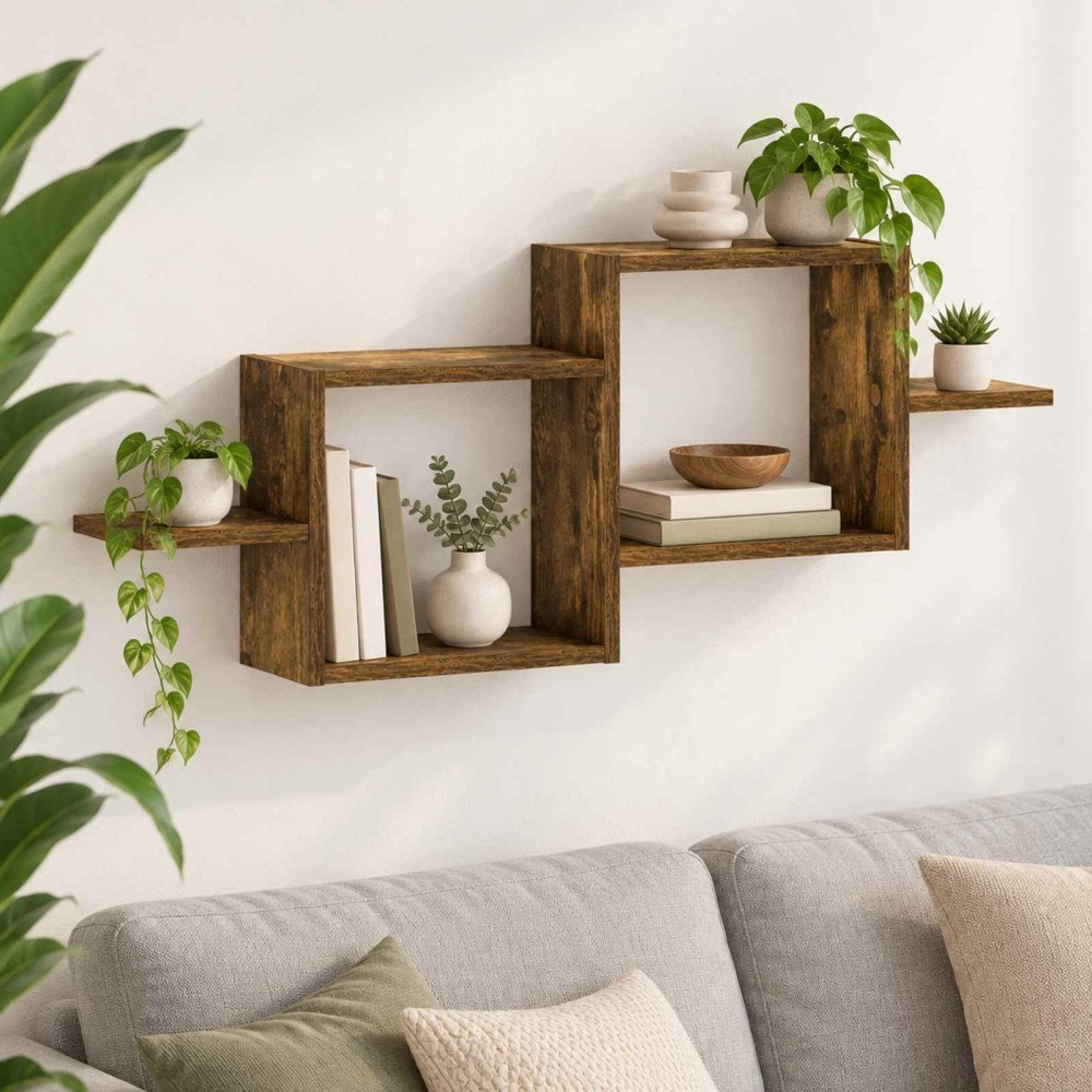vidaXL Vägg hylla Rökt ek 95 x 17 x 37 cm Konstruerat trä