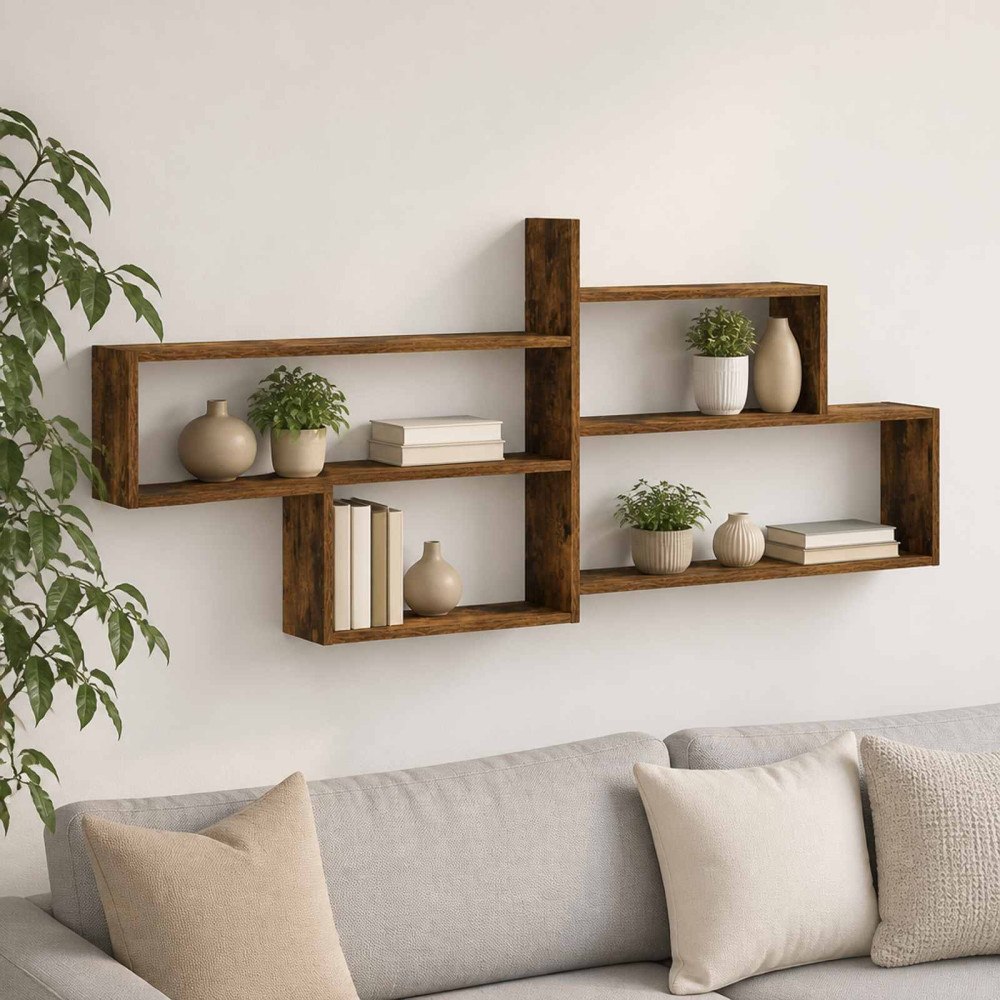 vidaXL Vägg hylla Rökt ek 168,5 x 17 x 68 cm Konstruerat trä
