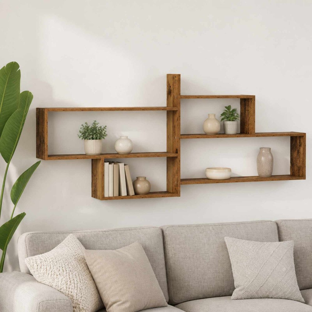 vidaXL Vägg hylla Gammalt trä 168.5 x 17 x 68 cm Konstruerat trä