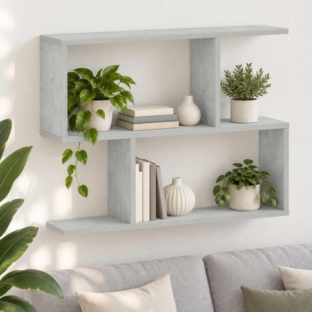 vidaXL Vägghylla Betonggrå 72 x 17 x 55,5 cm Konstruerat trä