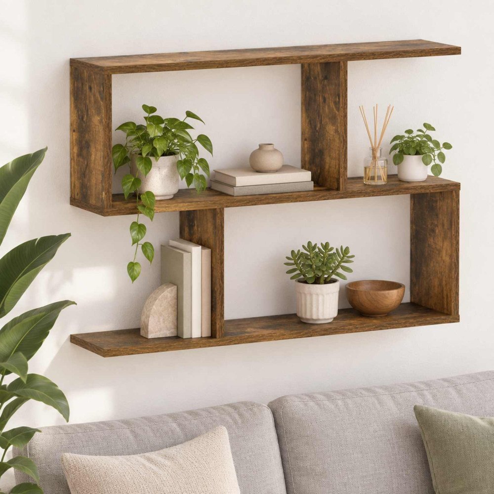 vidaXL Vägghylla Rökt ek 72 x 17 x 55.5 cm Konstruerat trä