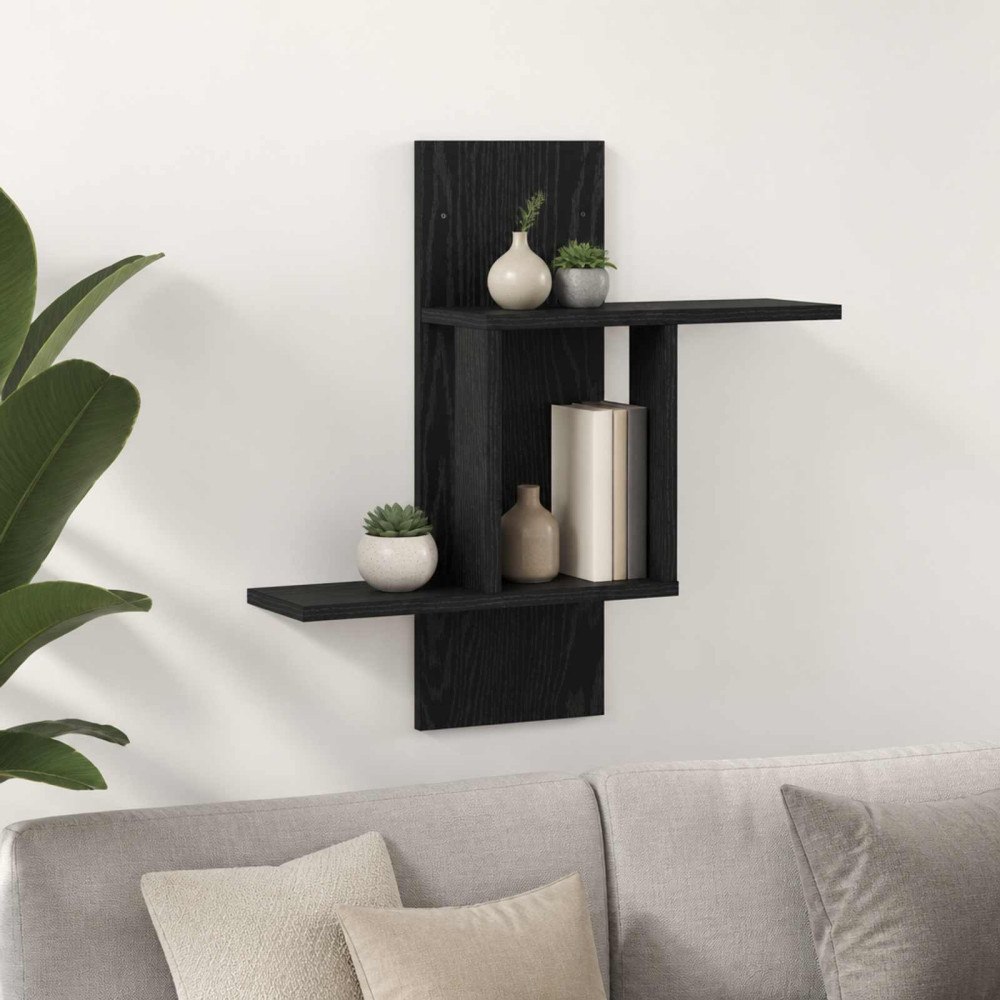 vidaXL Vägg hylla Svart ek 59 x 17 x 63 cm Konstruerat trä