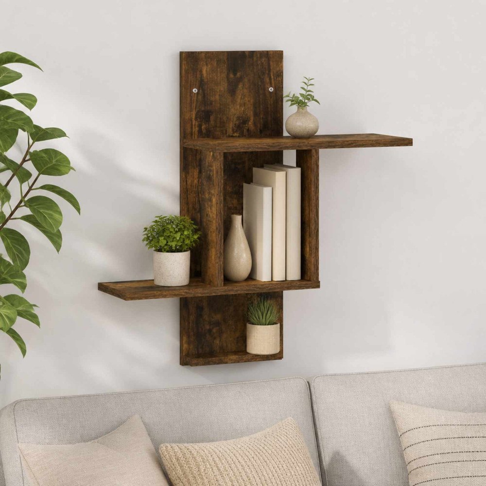 vidaXL Vägg hylla Rökt ek 59 x 17 x 63 cm Konstruerat trä