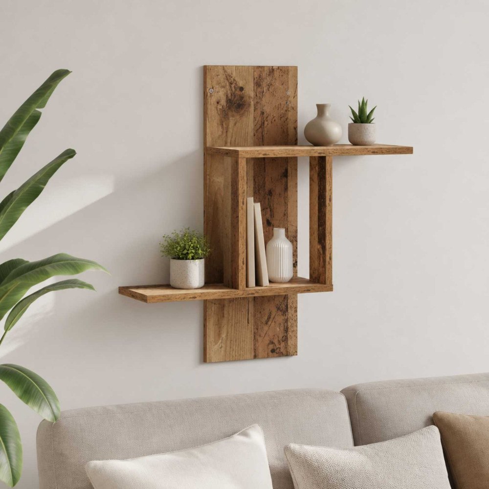 vidaXL Vägg hylla Gammalt trä 59 x 17 x 63 cm Konstruerat trä