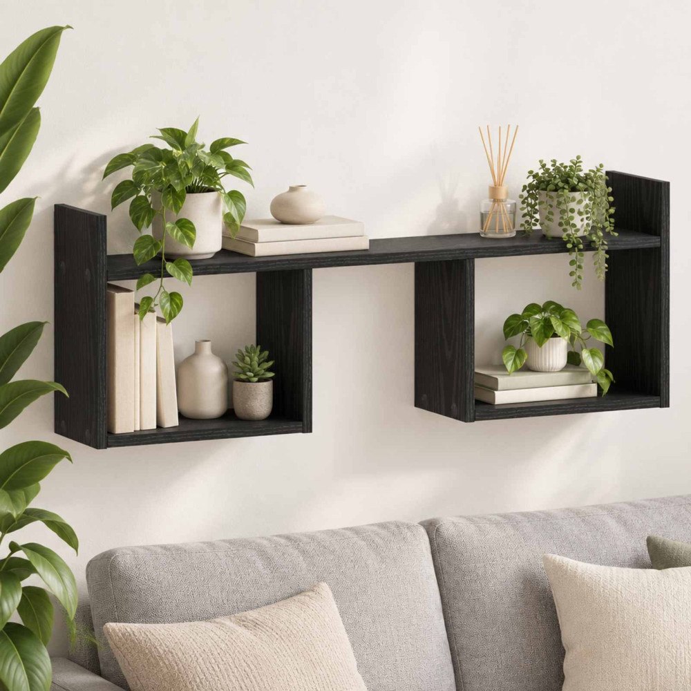 vidaXL Vägghylla Svart ek 90 x 17 x 32 cm Konstruerat trä