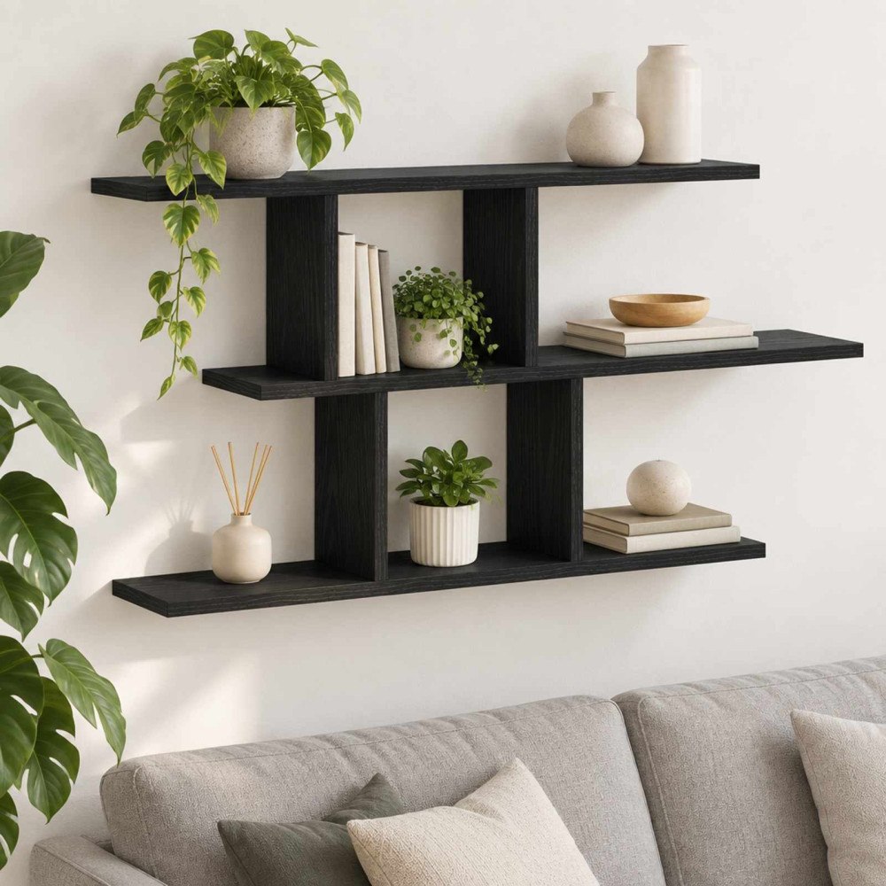 vidaXL Vägghylla Svart ek 100 x 17 x 45,5 cm Konstruerat trä