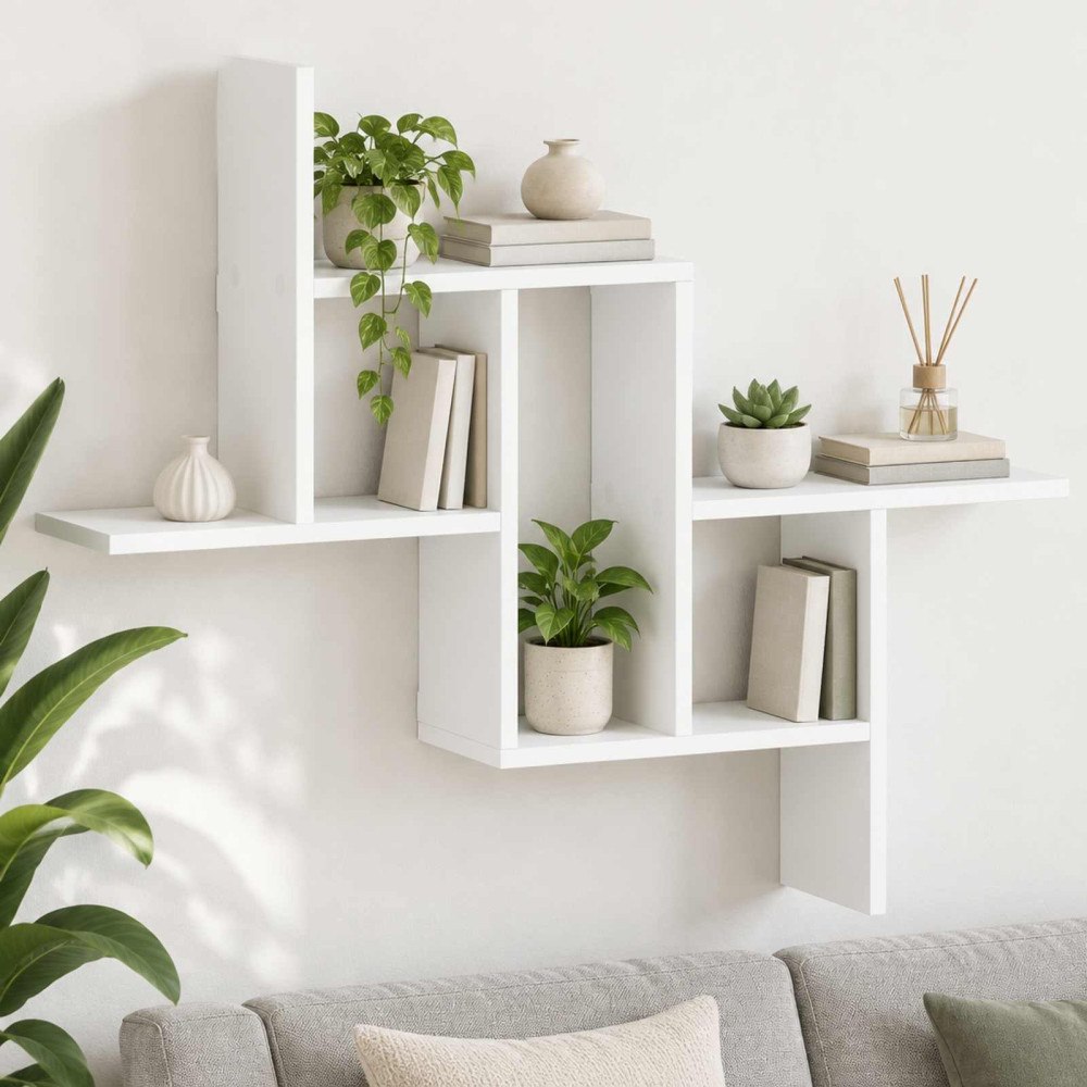 vidaXL Vägg hylla Vit 87 x 17 x 75 cm Konstruerat trä