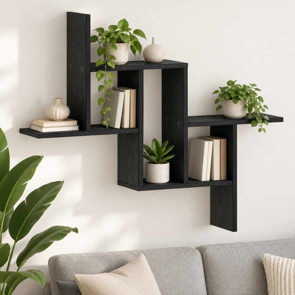 vidaXL Vägg hylla Svart ek 87 x 17 x 75 cm Konstruerat trä