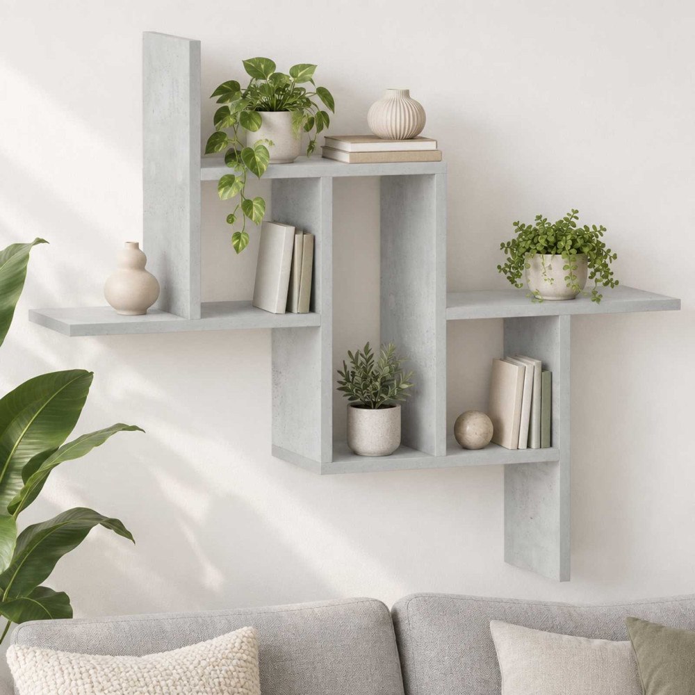 vidaXL Vägg hylla Betonggrå 87 x 17 x 75 cm Konstruerat trä
