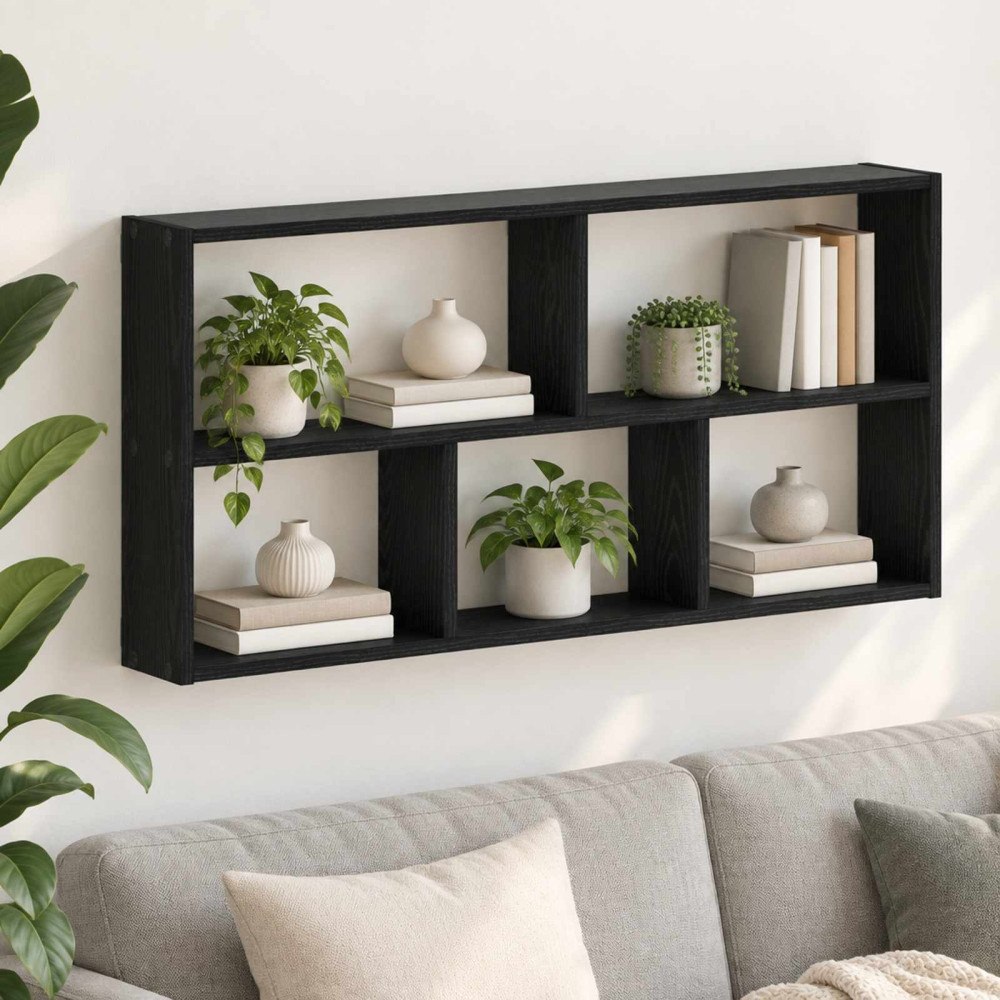 vidaXL Vägg hylla Svart ek 102 x 17 x 50 cm Konstruerat trä