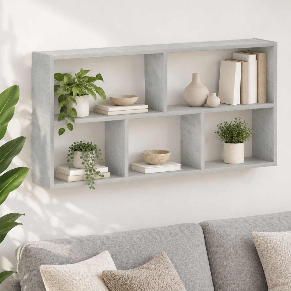 vidaXL Vägg hylla Betonggrå 102 x 17 x 50 cm Konstruerat trä