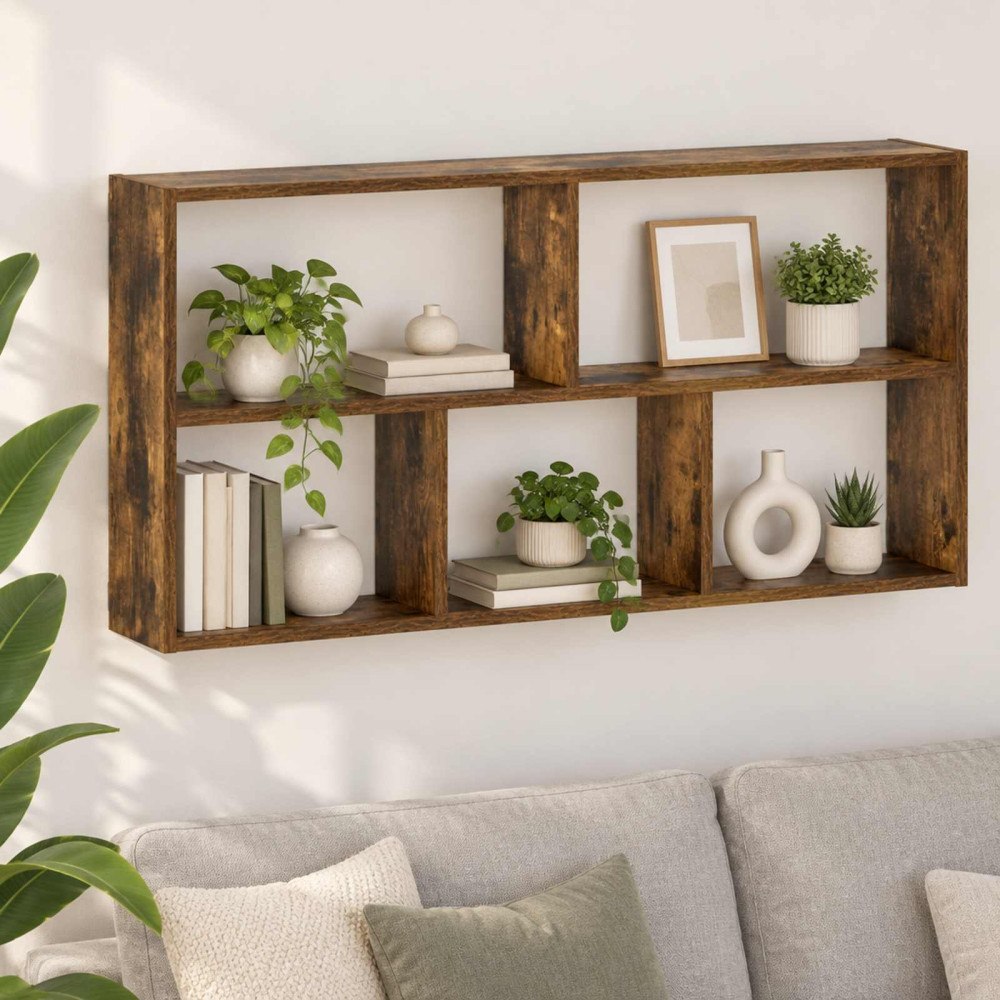 vidaXL Vägg hylla Rökt ek 102 x 17 x 50 cm Konstruerat trä