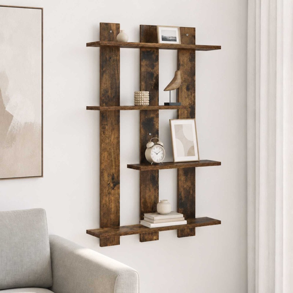 vidaXL Vägg hylla Rökt ek 61 x 13,5 x 88 cm Konstruerat trä