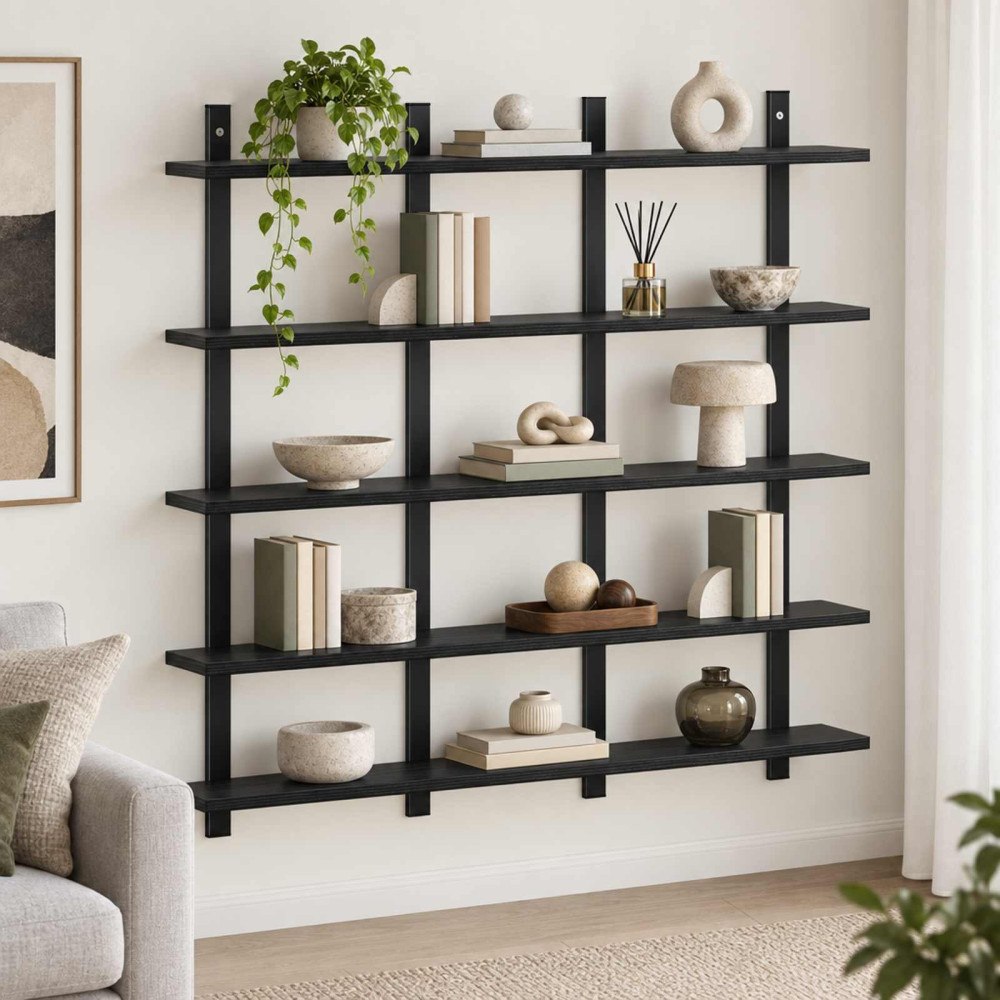 vidaXL Vägghylla Svart ek 102 x 13,5 x 102 cm Konstruerat trä