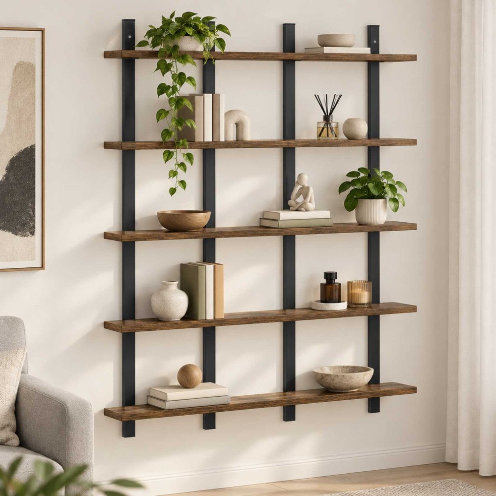vidaXL Vägghylla Rökt ek 102 x 13,5 x 102 cm Konstruerat trä