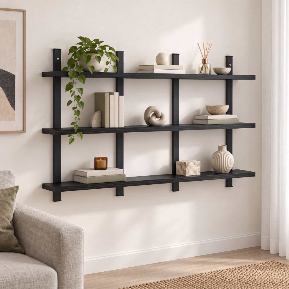 vidaXL Vägghylla Svart ek 102 x 13.5 x 58 cm Konstruerat trä