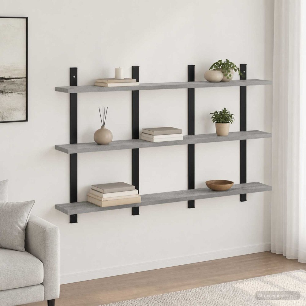 vidaXL Vägg hylla Grå Sonoma 102 x 13.5 x 58 cm Konstruerat trä