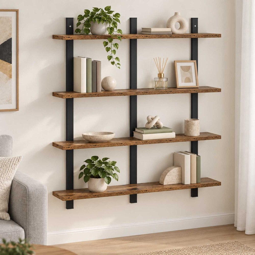 vidaXL Vägg hylla Gammalt trä 79,5 x 13,5 x 80 cm Konstruerat trä