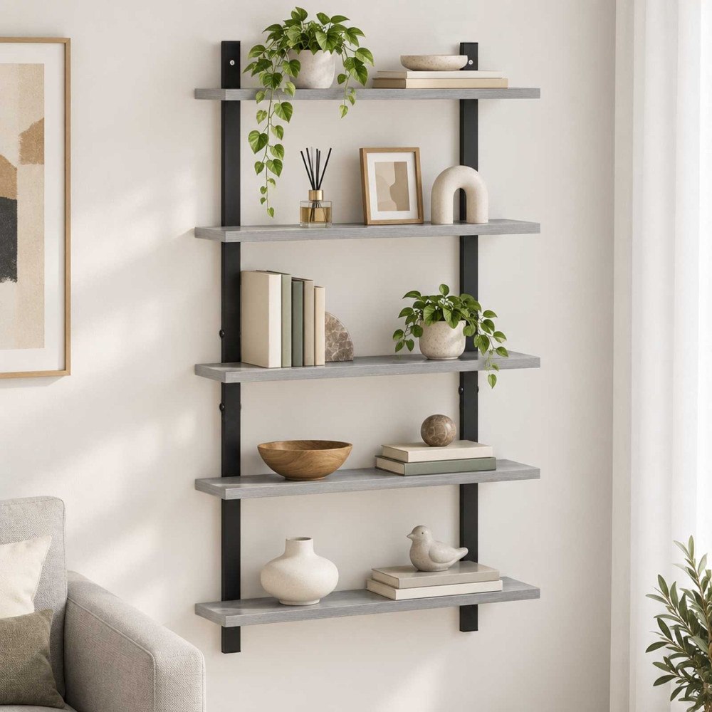vidaXL Vägg hylla Grå Sonoma 60,5 x 13,5 x 102,5 cm Konstruerat trä