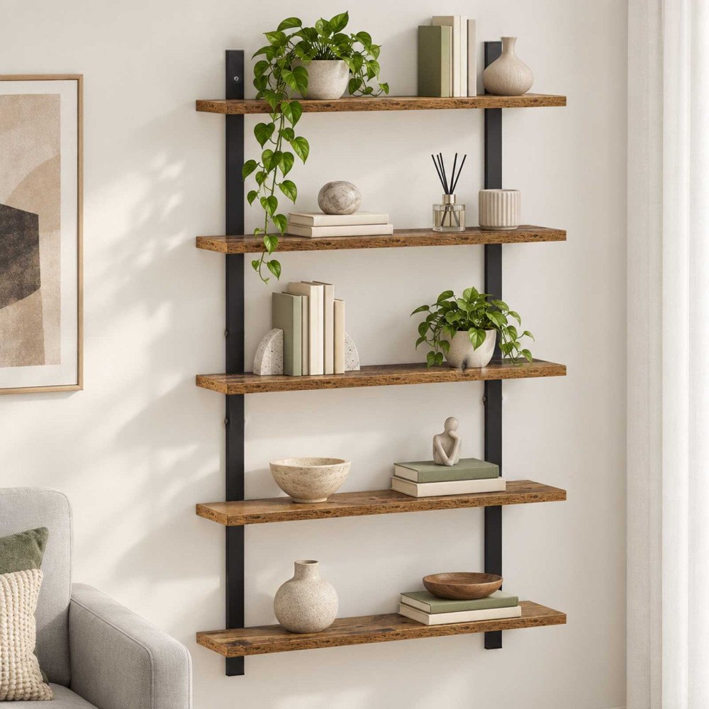 vidaXL Vägg hylla Gammalt trä 60,5 x 13,5 x 102,5 cm Konstruerat trä