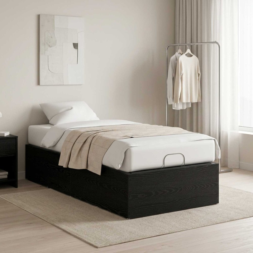 vidaXL Sängomramning för ställbar sängbotten Svart ek 80 x 200 cm