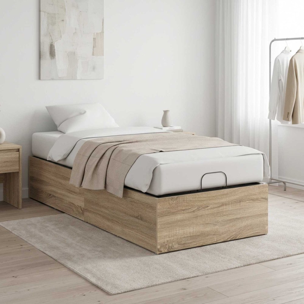 vidaXL Sängomramning för ställbar sängbotten Sonoma-ek 90 x 190 cm