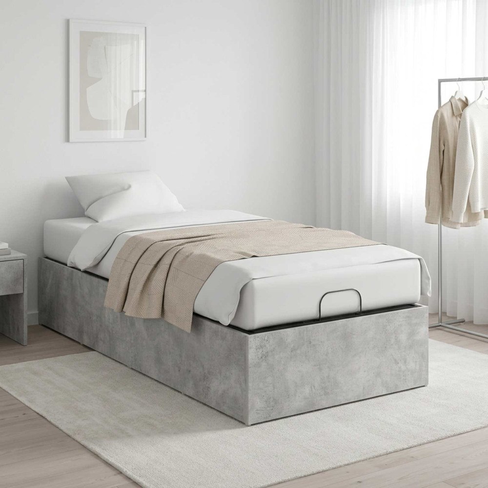 vidaXL Sängomramning för ställbar sängbotten Betonggrå 100 x 190 cm