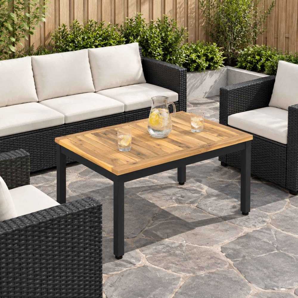 vidaXL Kaffeebord Vitlaserad och svart 49 x 68,5 x 36 cm