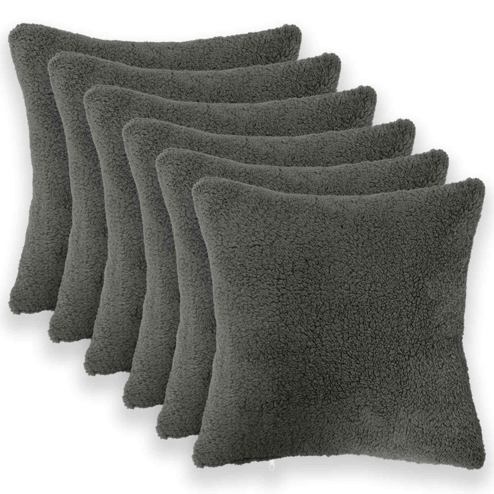 vidaXL Kuddöverdrag 6 st HEERLEN Mörkgrå 30 x 30 cm Bouclé