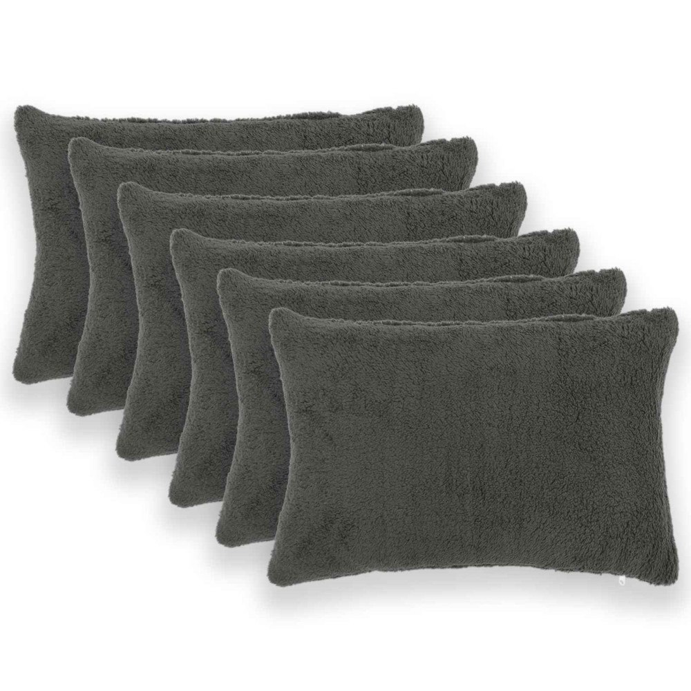 vidaXL Kuddöverdrag 6 st HEERLEN Mörkgrå 30 x 50 cm Bouclé