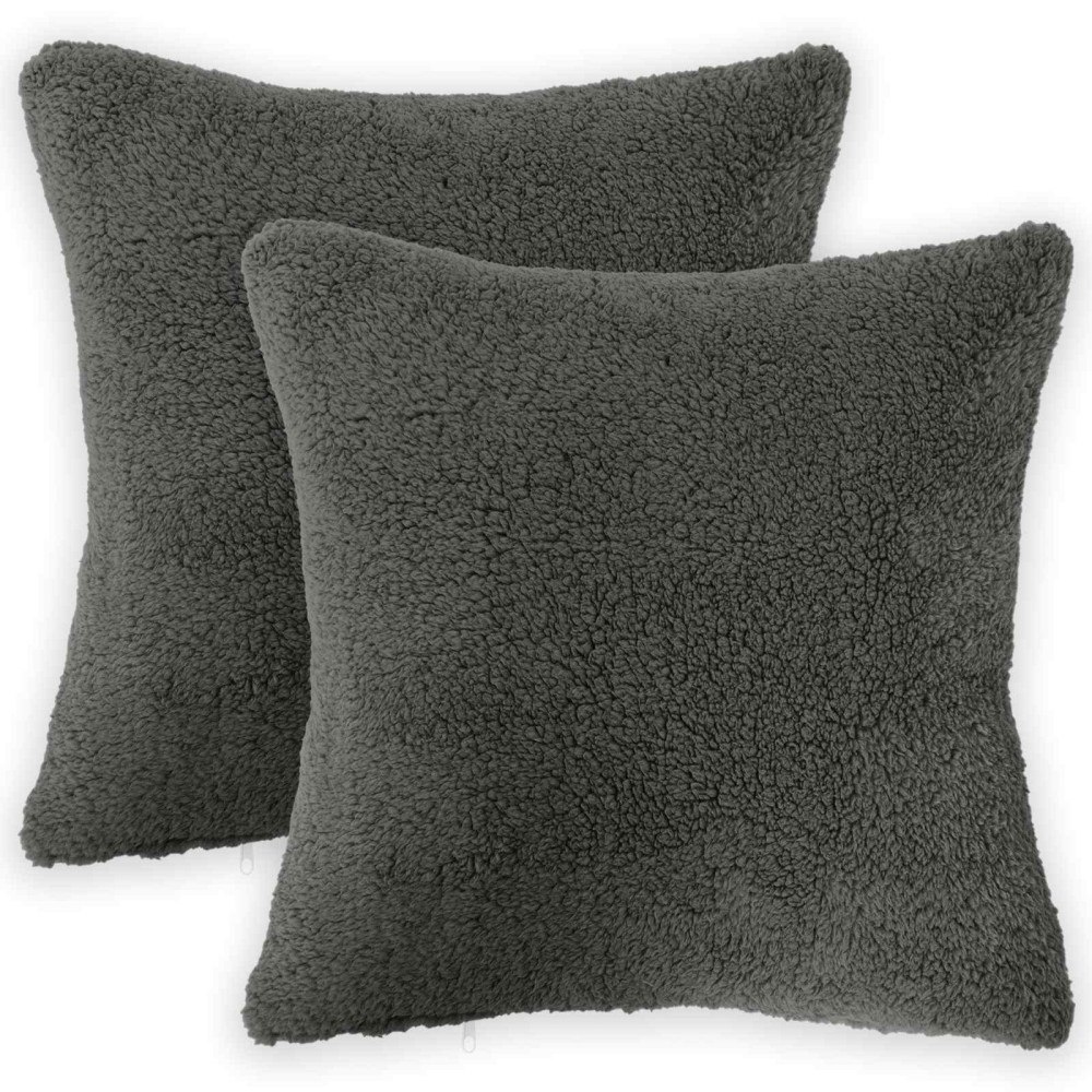 vidaXL Kuddöverdrag 2 st HEERLEN Mörkgrå 35 x 35 cm Bouclé