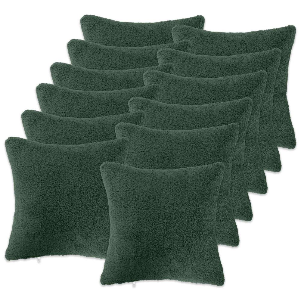 vidaXL Kuddöverdrag 12 st HEERLEN Mörkgrön 40 x 40 cm Bouclé