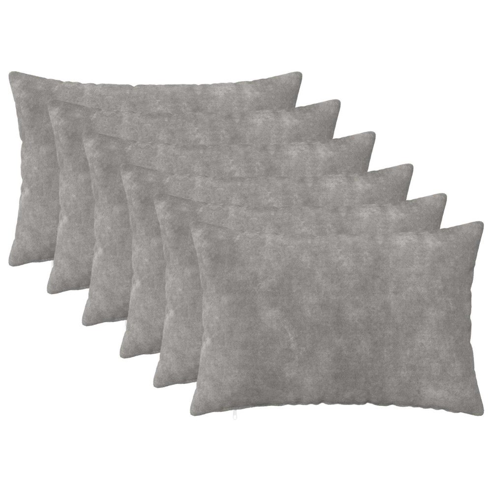 vidaXL Kuddöverdrag 6 st HEERLEN Ljusgrå 40 x 60 cm Mikrofiber Fleece