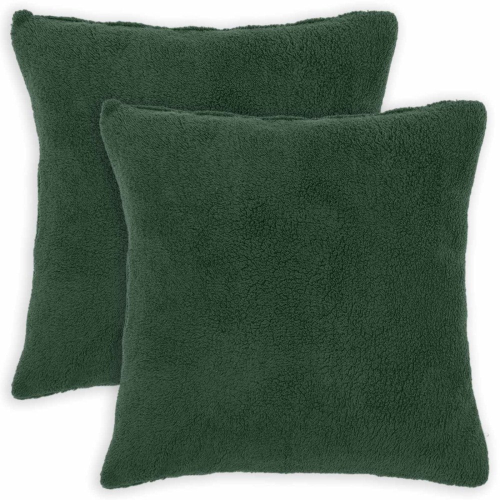 vidaXL Kuddöverdrag 2 st HEERLEN Mörkgrön 65 x 65 cm Bouclé