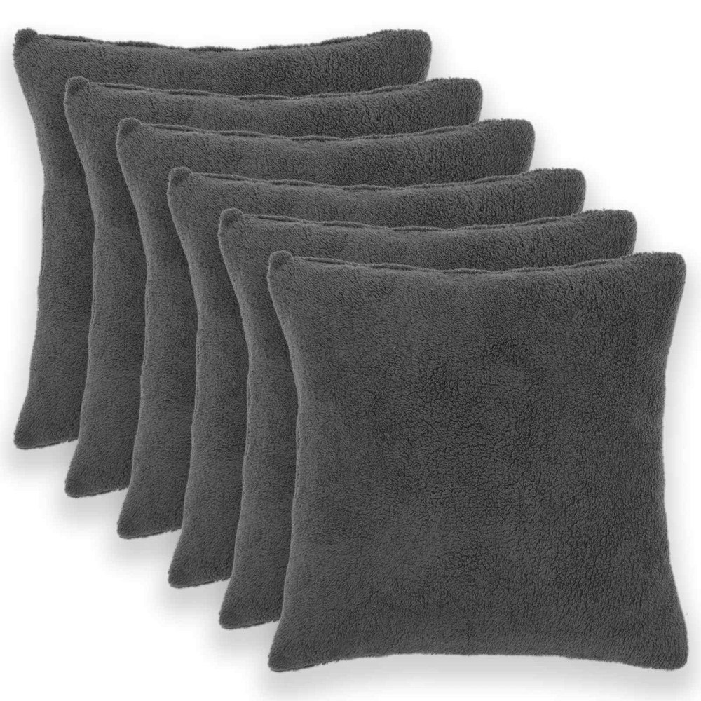 vidaXL Kuddöverdrag 6 st HEERLEN Mörkgrå 65 x 65 cm Bouclé
