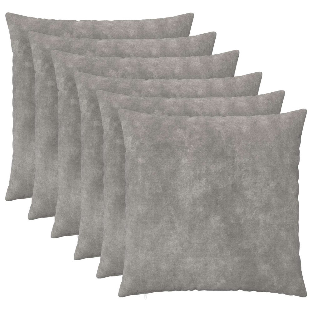 vidaXL Kuddöverdrag 6 st HEERLEN Ljusgrå 70 x 70 cm Mikrofiber Fleece