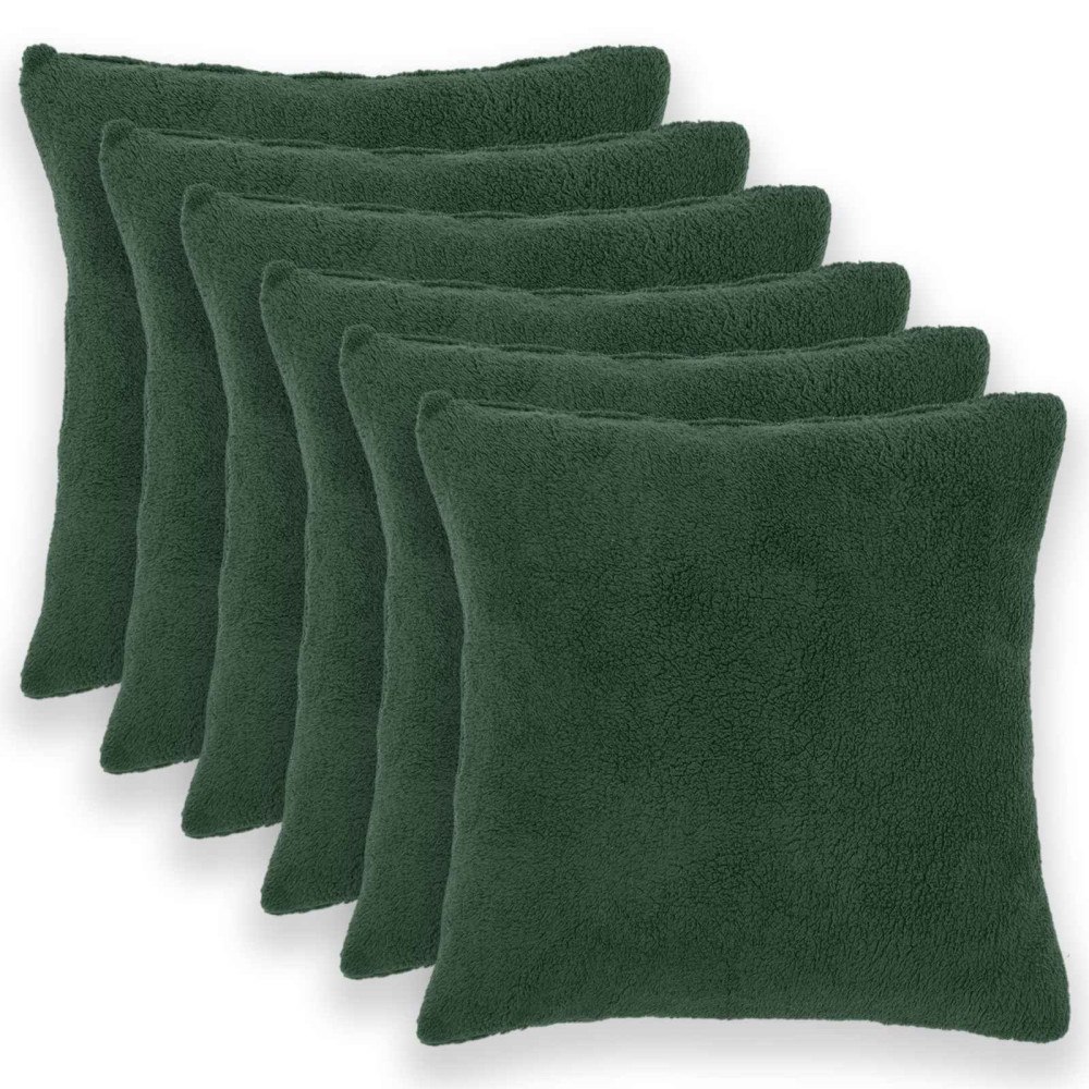 vidaXL Kuddöverdrag 6 st HEERLEN Mörkgrön 70 x 70 cm Bouclé