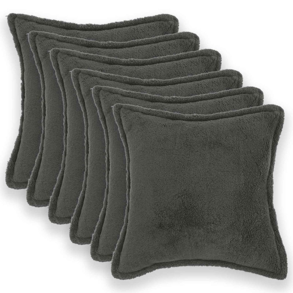 vidaXL Kuddöverdrag 6 st HOUTEN Mörkgrå 40 x 40 cm Bouclé