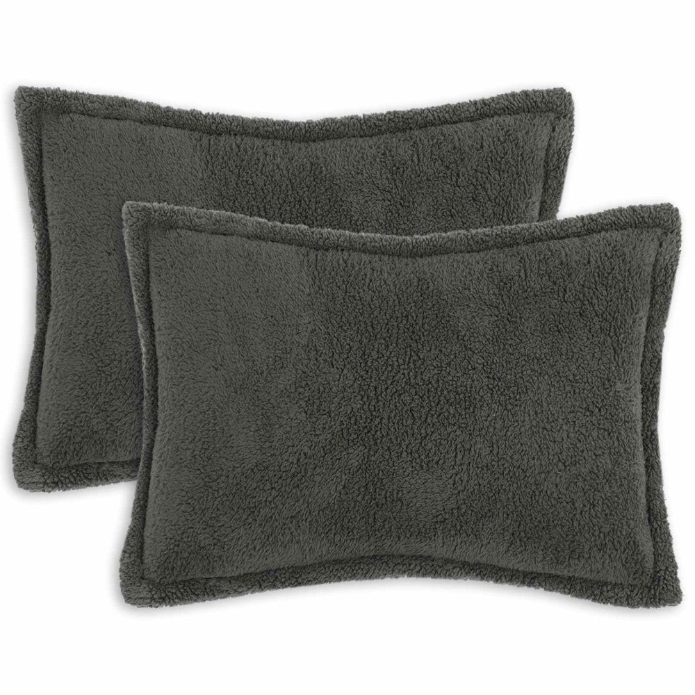 vidaXL Kuddöverdrag 2 st HOUTEN Mörkgrå 40 x 60 cm Bouclé