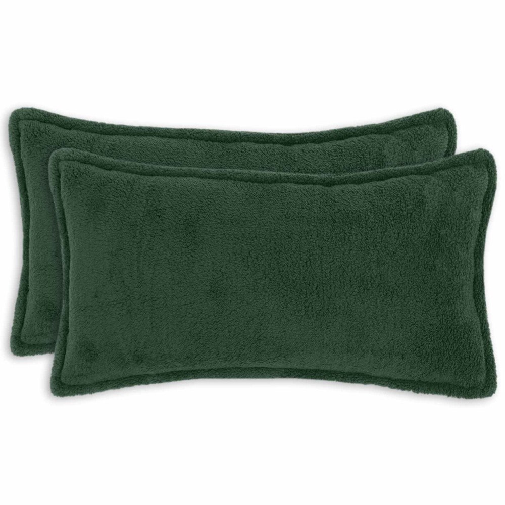 vidaXL Kuddöverdrag 2 st HOUTEN Mörkgrön 40 x 70 cm Bouclé