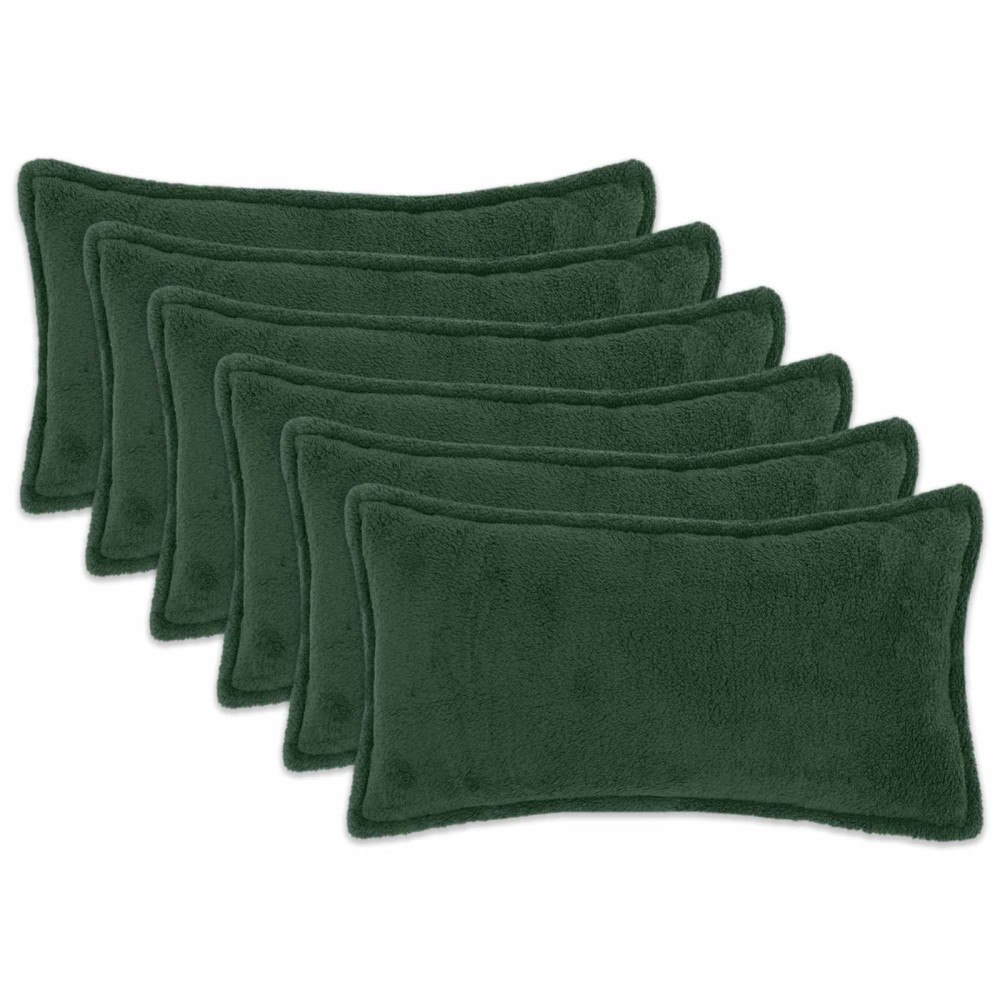 vidaXL Kuddöverdrag 6 st HOUTEN Mörkgrön 40 x 70 cm Bouclé