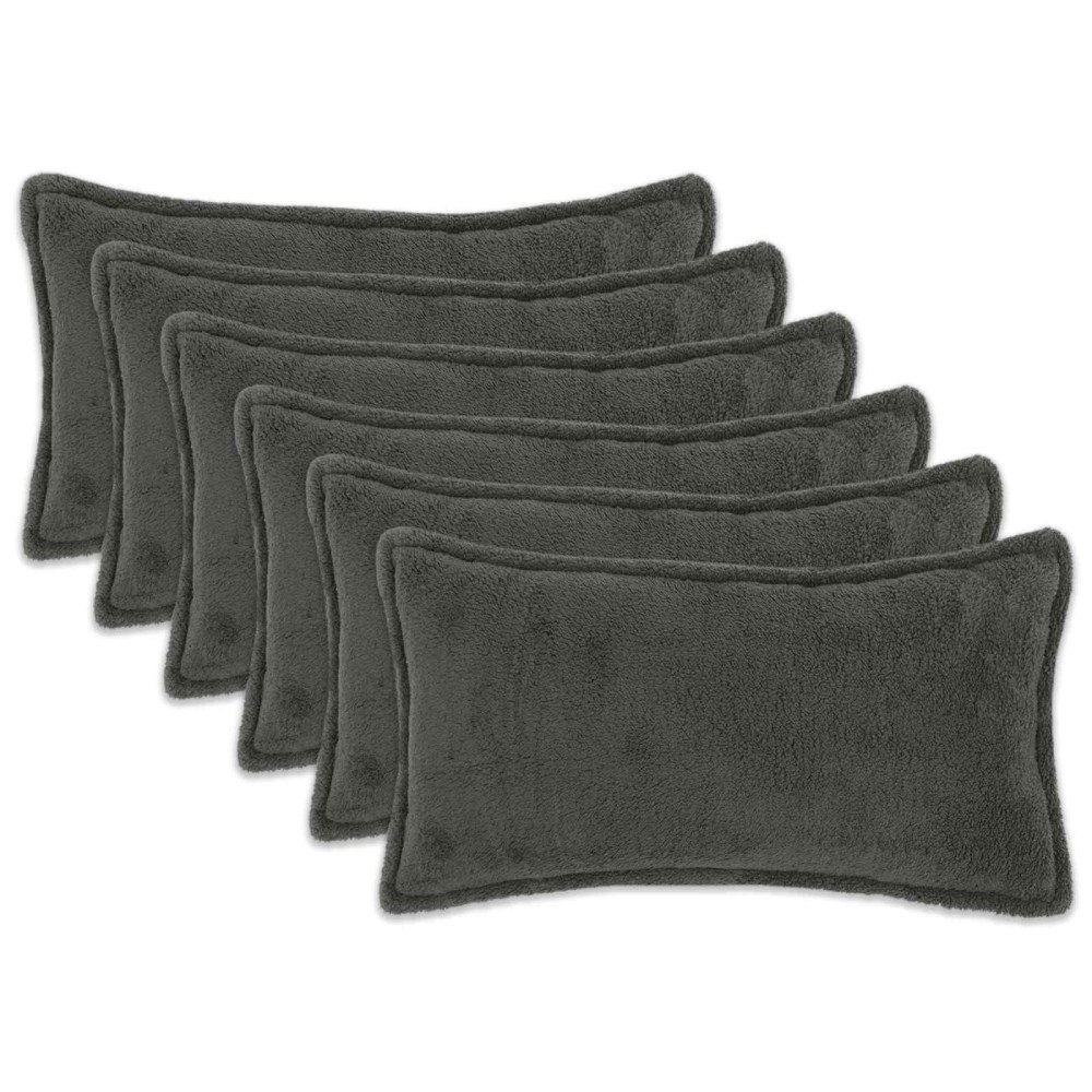vidaXL Kuddöverdrag 6 st HOUTEN Mörkgrå 40 x 70 cm Bouclé